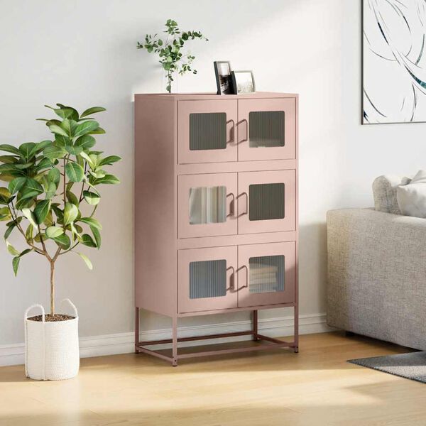 vidaXL Highboard Pink 68x39x123 cm Steel