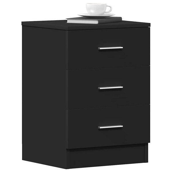 vidaXL Bedside Cabinet Black 38x35x56 cm Engineered Wood