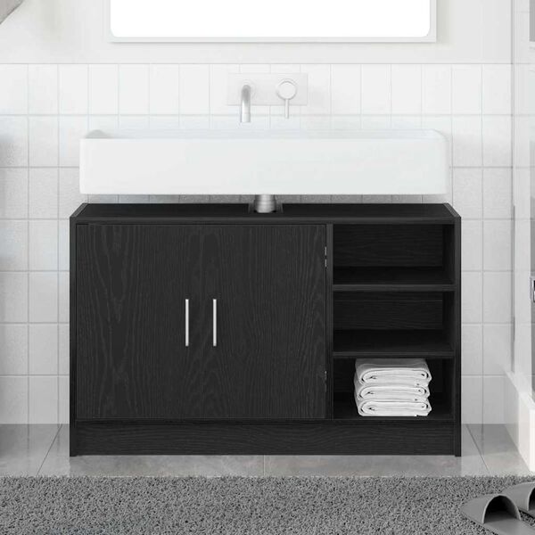 vidaXL Bathroom Cabinet Black Oak 90 x 29 x 55 cm Engineered wood