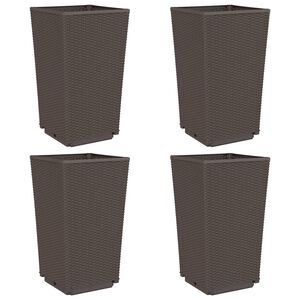 vidaXL Garden Planters 4 pcs Brown 32.5x32.5x57 cm PP