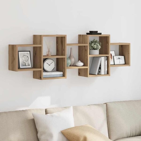 vidaXL Wall Shelf Artisian Oak 129x18x42 cm Engineered Wood