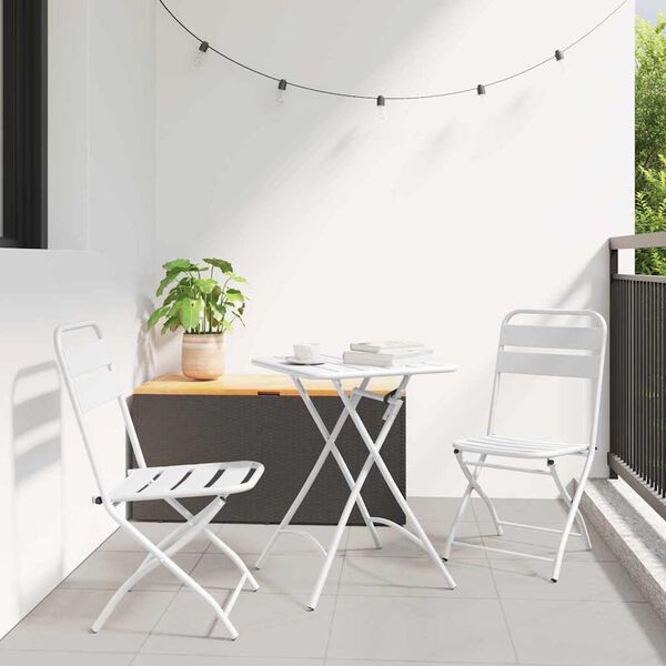 vidaXL Garden Folding Chair Folding 2 pcs White 55 x 56.5 x 91cm Steel