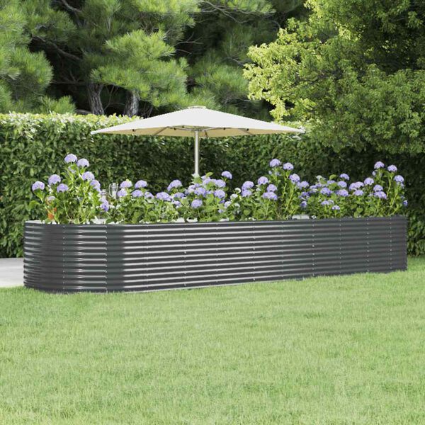 vidaXL Garden Raised Bed Anthracite 447x140x68 cm Galvanised Steel