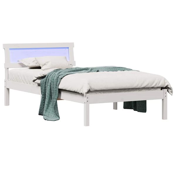 vidaXL Bed Frame with Headboard White 75 x 190 cm Solid Pine Wood