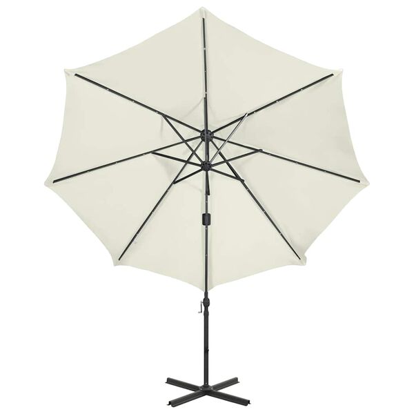 vidaXL Cantilever Garden Parasol with Pole and LED Lights Sand 300 cm