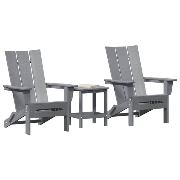 vidaXL Garden Chair 3 pcs Light Grey 80.5 x 74.5 x 92 cm Polyethylene