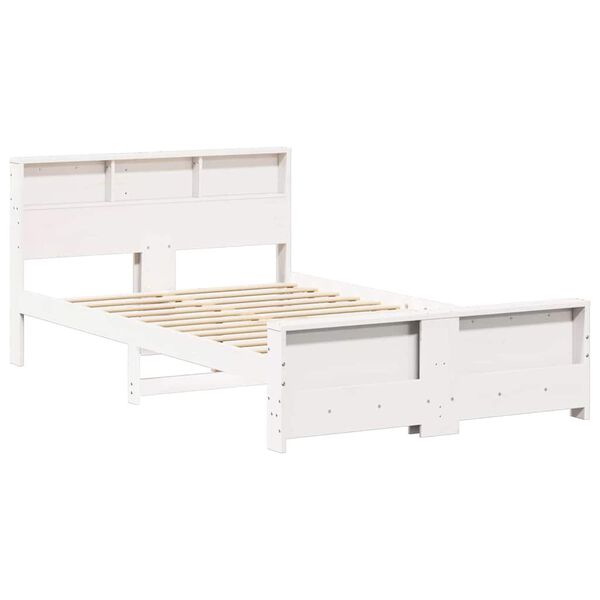 vidaXL Bed Frame with Headboard White 135 x 190 cm Engineered Wood