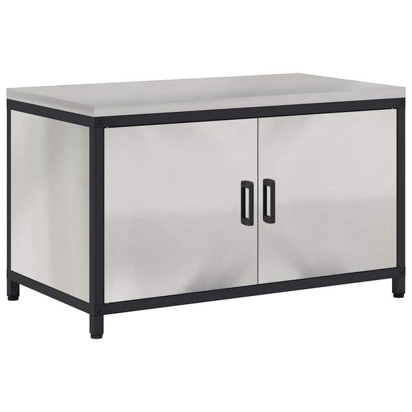 vidaXL Kitchen Storage with Shelf Silver 90 x 50 x 53 cm Steel