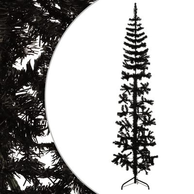 vidaXL Slim Artificial Half Christmas Tree with Stand Black 240 cm