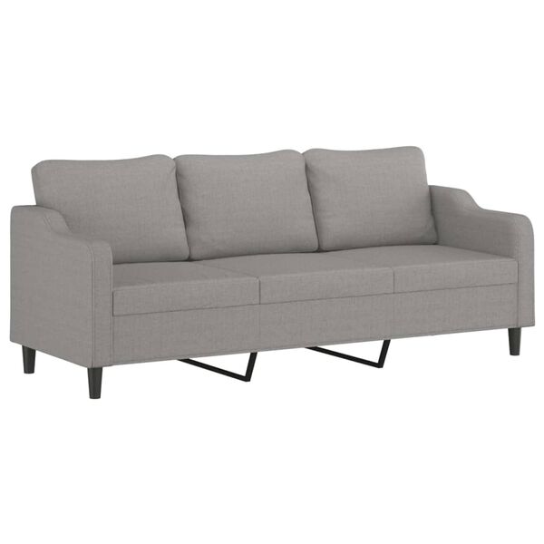 vidaXL 3-Seater Sofa with Pillows&Cushions Light Grey 210 cm Fabric