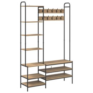 vidaXL Coat Stand with Shoes Bench Artisan Oak 120.5 x 34 x 190 cm