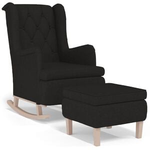 vidaXL Armchair with Rocking Legs and Stool Black Fabric (329407+329427)
