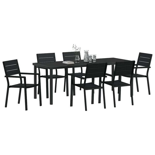 vidaXL Garden Dining Set 7 pcs Black Powder-Coated Steel