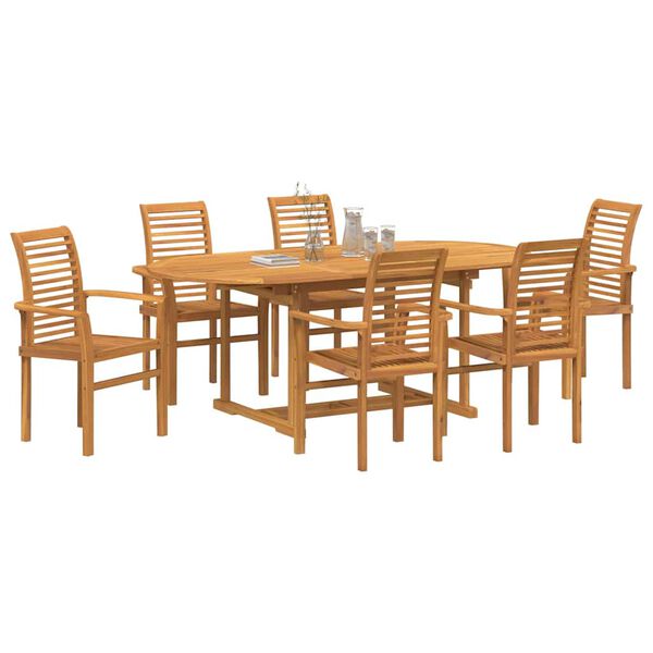 vidaXL Garden Dining Set 7 pcs Brown Solid Teak Wood