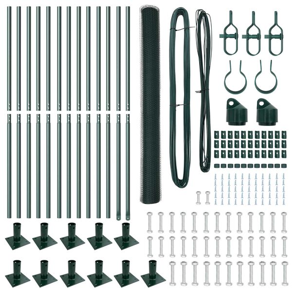 vidaXL Fence Post Green 25 x 1.6 m (13 mm mesh) Steel and PVC