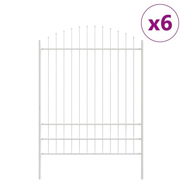 vidaXL Garden Fence 6 pcs White 170 x 225 cm Powder-Coated Steel