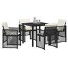 vidaXL Garden Dining Set 5 pcs Black Poly Rattan