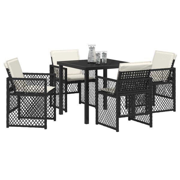vidaXL Garden Dining Set 5 pcs Black Poly Rattan