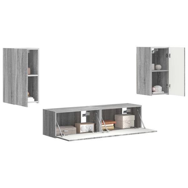 vidaXL TV Cabinet Set 4 pcs Grey Sonoma Engineered Wood