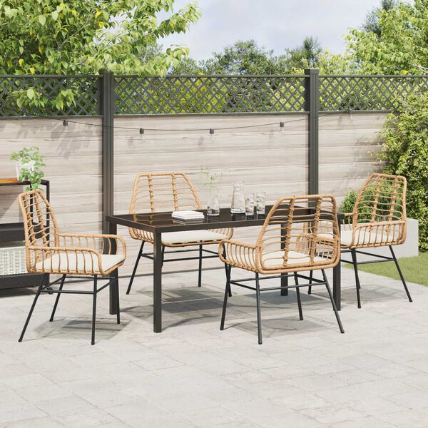 vidaXL Garden Dining Set 5 pcs Brown Poly Rattan