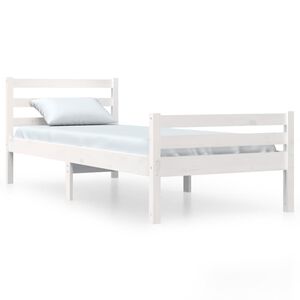 vidaXL Bed Frame without Mattress White Solid Wood 100x200 cm