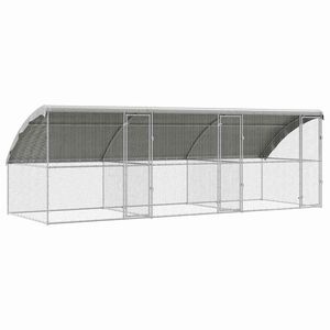 vidaXL Chicken Cage with 3 Doors 3 pcs Silver 600x200x200cm
