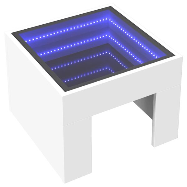 vidaXL Bedside Table with Infinity LED White 40x40x30 cm