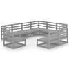 vidaXL 9 Piece Garden Lounge Set Grey Solid Wood Pine