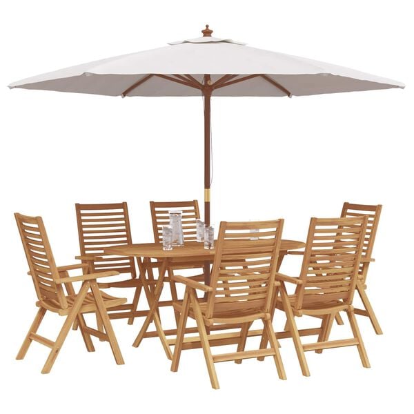 vidaXL Garden Dining Set 7 pcs Brown Solid Teak Wood