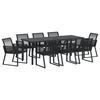 vidaXL Garden Dining Set 9 pcs Black Powder-Coated Steel