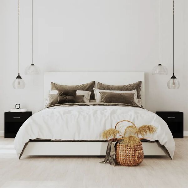 vidaXL Bedside Cabinets 2 pcs with Drawer Black