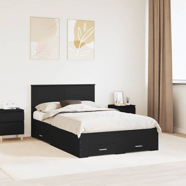 vidaXL Bed Frame with Headboard Black 120 x 200 cm Engineered Wood