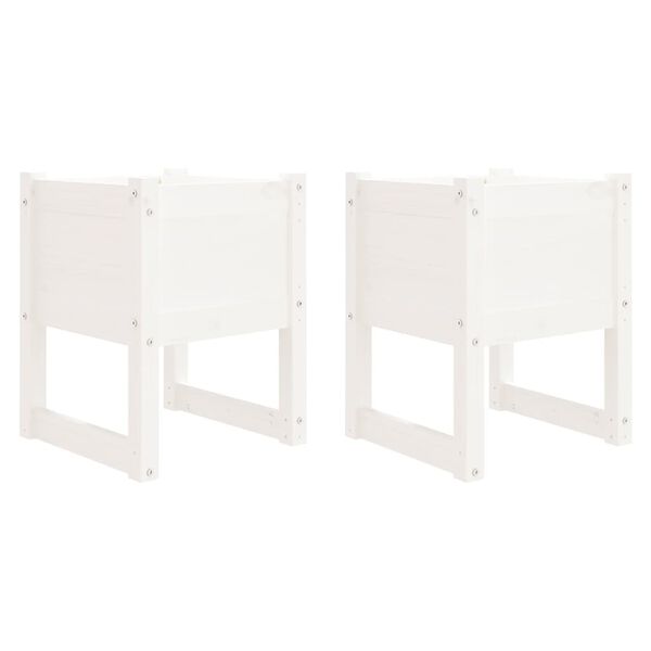 vidaXL Planters 2 pcs White 40x40x52.5 cm Solid Wood Pine
