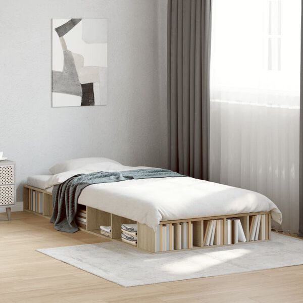 vidaXL Bed Frame without Mattress Sonoma Oak 75x190 cm Small Single