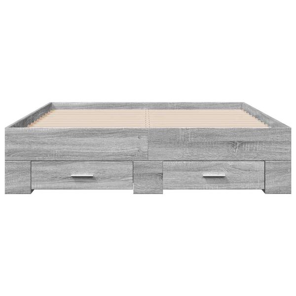 vidaXL Bed Frame with Drawers without Mattress Grey Sonoma 135x190 cm Double