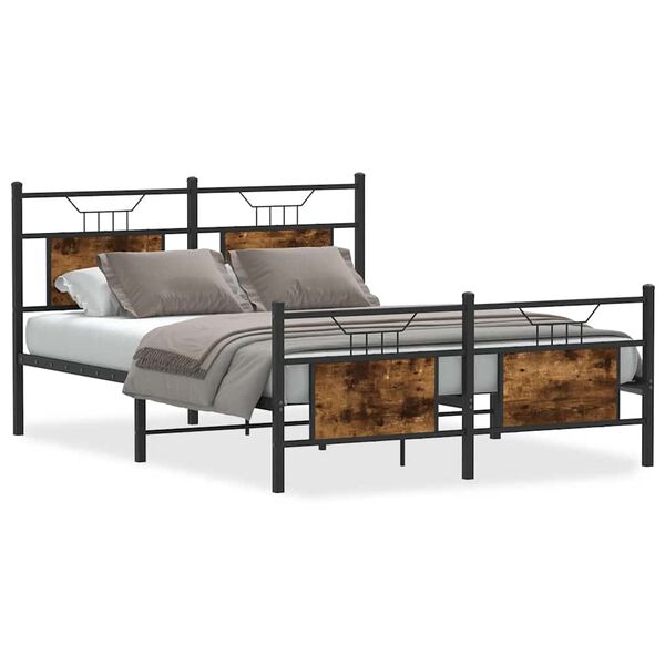 vidaXL Bed Frame without Mattress Smoked Oak 140x190 cm Engineered Wood