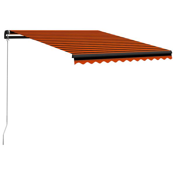 vidaXL Manual Retractable Awning with LED 350x250 cm Orange and Brown