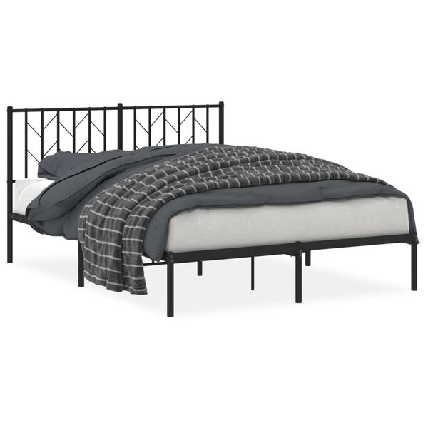 vidaXL Metal Bed Frame without Mattress with Headboard Black 140x200cm