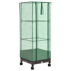 vidaXL Garden Planter with Greenhouse Cover&Wheels Brown PP
