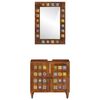 vidaXL Bathroom Furniture Set with Door 2 pcs Walnut Solid Mango Wood