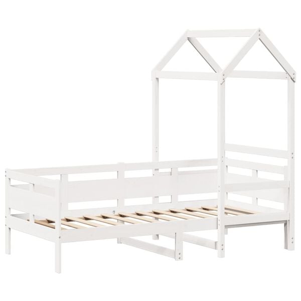 vidaXL Day Bed with Roof without Mattress White 80x200 cm Solid Wood