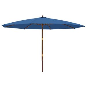 vidaXL Garden Parasol with Wooden Pole Azure Blue 400x273 cm
