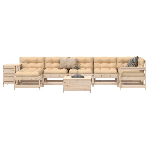vidaXL 9 Piece Garden Sofa Set Solid Wood Pine