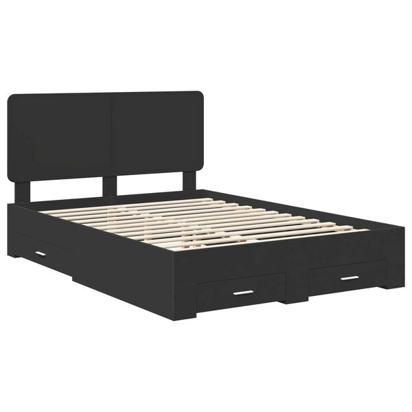vidaXL Bed Frame with Headboard Black 140 x 190 cm Engineered Wood