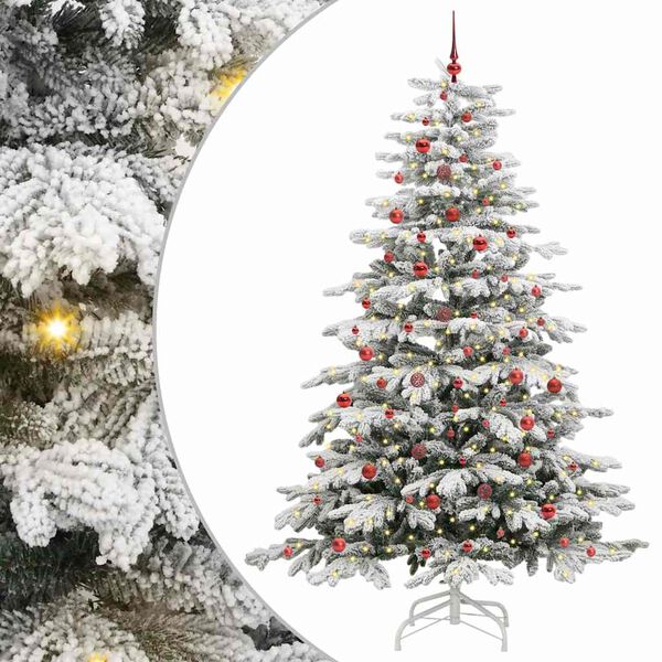 vidaXL Artificial Hinged Christmas Tree White 240 cm PE and PVC