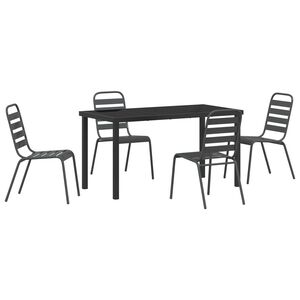 vidaXL Garden Dining Set 5 pcs Anthracite Powder-Coated Steel
