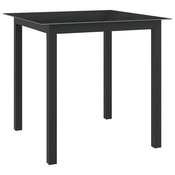vidaXL Garden Table Black 80x80x74 cm Aluminium and Glass