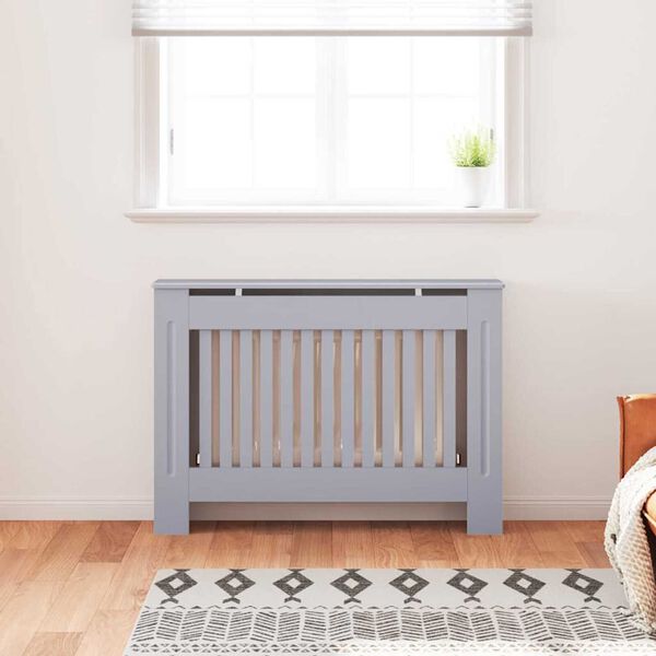 vidaXL Radiator Cover 2 pcs Grey 112 x 19 x 81.5cm Engineered Wood