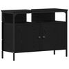 vidaXL Bathroom Vanity Units with Shelf 3 pcs Black Engineered wood