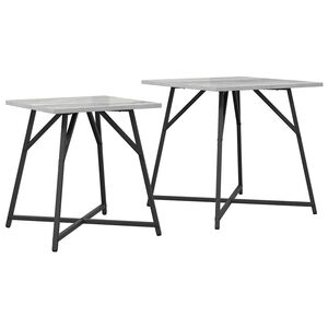 vidaXL Side Table Set 2 pcs Grey Sonoma and Black